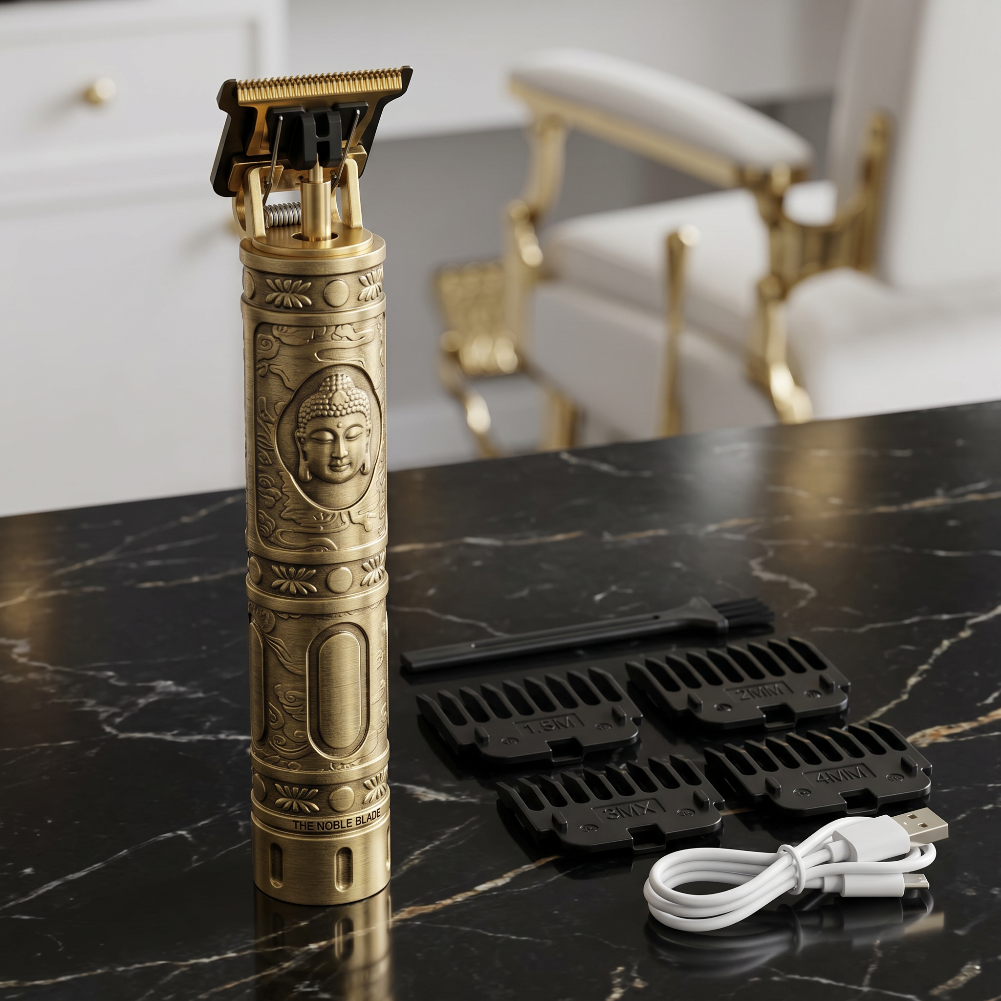 Rasoio Elettrico Professionale Gold - Trimmer Barba e Capelli Vintage
