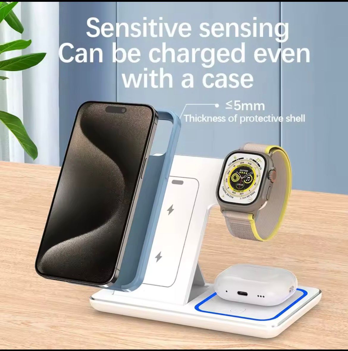 Supporto di ricarica wireless magnetico pieghevole 3 in 1 da 30 W per iPhone 16 15 14 13 Pro Max e Apple Watch 9 8 7, docking station a ricarica rapida.