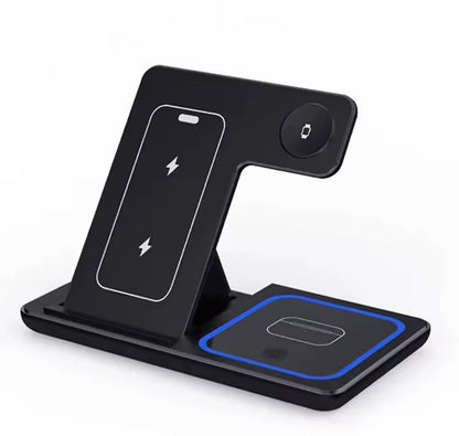 Supporto di ricarica wireless magnetico pieghevole 3 in 1 da 30 W per iPhone 16 15 14 13 Pro Max e Apple Watch 9 8 7, docking station a ricarica rapida.